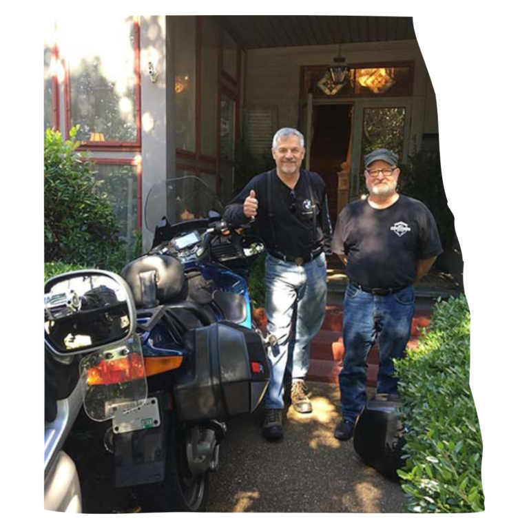 Motorcyclists staying at Bridges-Hall Manor B&B in Houston, MS.